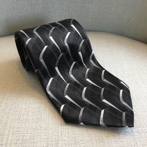 Arrow Tie with Black & Silver Geometric Design